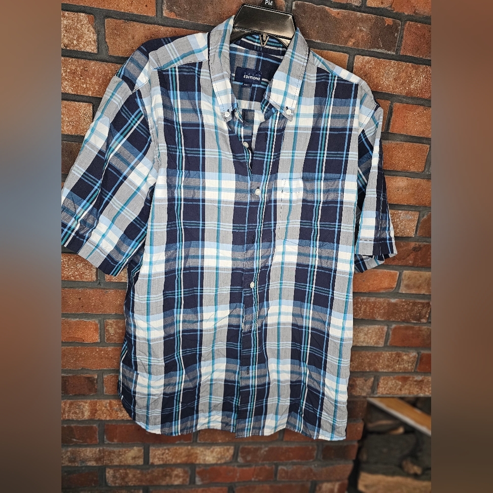 Basic Editions Blue And White Button Down - image 1